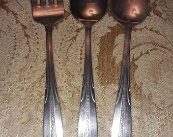 Vintage 4 Piece Set of Silver Plated Flatware, Princess Royal 1930 by Wm Rogers Reinforced Plate (IS)