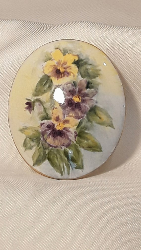 Vintage Porcelain Handpainted Floral Purple Violet