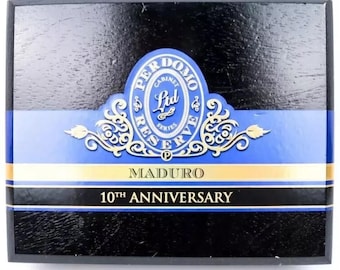 Caja de puros vacía azul Perdomo Reserve 10.º aniversario. Sin puros. Aproximadamente 8 x 6 x 3 pulgadas.