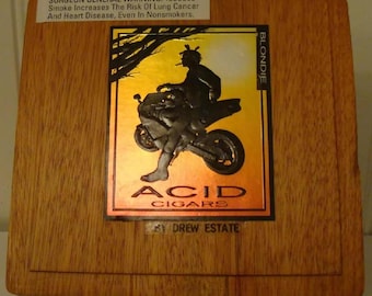 Drew Estate Acid Cigars Toast Empty Wood Box Approx. 7" X 8 1/4" X 4"