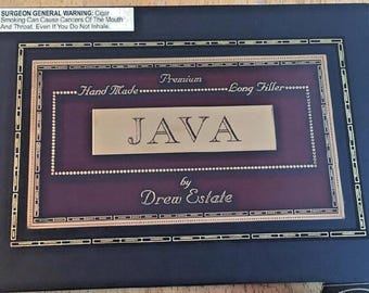 Caja de puros de madera vacía Drew Estate Java Maduro Corona, aprox. 10 x 7 x 2