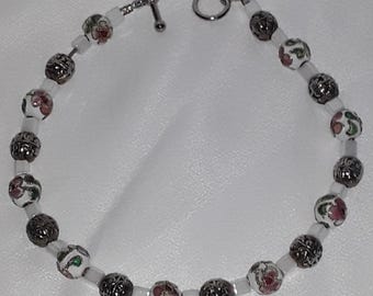 Pulsera vintage de cuentas cloisonné con cierre de palanca