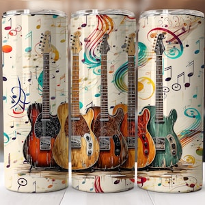 Electric Guitar Watercolor 20oz Tumbler Wrap (Digital Download)