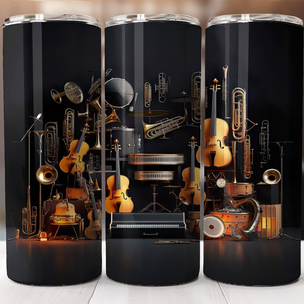 Musical instruments, blues jazz violin tumbler  20 oz, orchestra instrument seamless wrap tumbler, music tools  sublimation image download