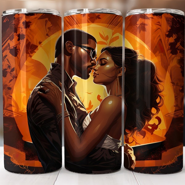 Romantic couple illustration tumbler, cute lovers sketch design 20 oz, chic black couple illustration wrap image, download Tumbler Wrap