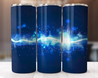 Musical Sound waves Tumbler, musical waves image tumbler  20 oz, seamless audio wave wrap tumbler, music audio waves  sublimation image