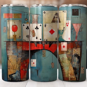divertente bicchiere di design per giochi di carte Bridge da 20 once, tema del gioco di bridge, sublimazione del design di bicchieri senza soluzione di continuità Download immediato Tumbler Wrap