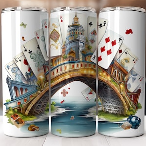 Bridge Card game design tumbler 20 oz, Playing bridge game Theme, seamless tumbler design sublimation instant Download Tumbler Wrap