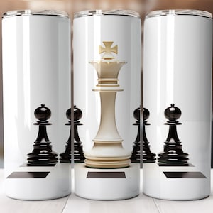 Chess game design tumbler 20 oz, Black and White Chess seamless tumbler, Minimal Chess image sublimation instant Download, Tumbler Wrap