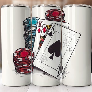 Gobelet design jeu de cartes de poker, gobelet sans couture 20 oz, sublimation de conception de jeu de poker, image d'emballage haute définition téléchargement instantané gobelet