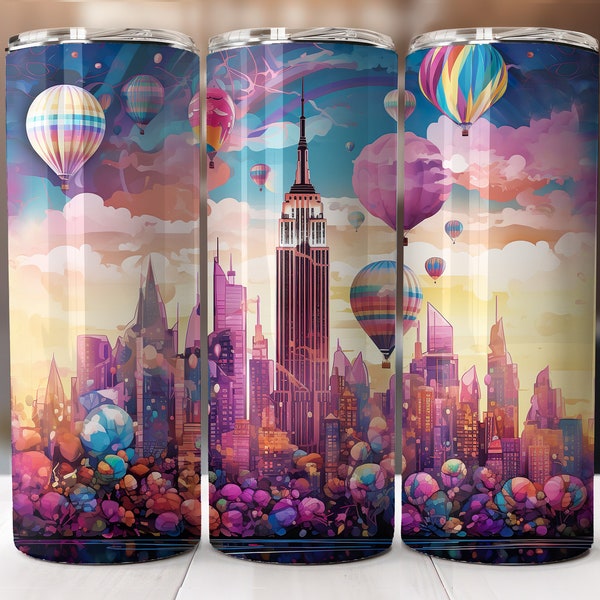 Bicchiere New York City, design senza cuciture da 20 once, sublimazione di mongolfiere istantaneo Scarica Tumbler Wrap