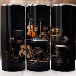 Musical instruments, guitars tumbler 20 oz, orchestra instrument seamless wrap tumbler, music tools  sublimation image instant Download
