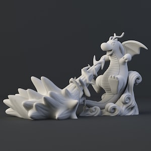 Pokemon Dragonite Flame Cartoon - Miniatura stampata in 3D, Resina, Da dipingere, Action Figure, Modello stampato. Film Serie TV