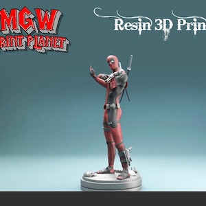 Deadpool Miniature: 3D Printed Resin Model, To Paint