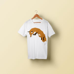 Cartoon Fox T-shirt wit op maat bedrukt volwassenen