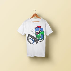 Cartoon Shark T-Shirt Weiß Individuell bedruckte Erwachsene