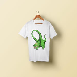 Dinosaur Cartoon T-Shirt White Custom Made Kids