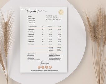 Minimal Invoice Template 1.4 | CANVA Editable | Small Business Billing ...