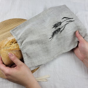 Natural linen bread bag I Reusable food storage I Bread baker gift I Sourdough  bread bag I  Many sizes sizes
