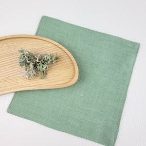 Light green linen coaster I 2 sizes I Soft Washed I Made sustainably in Europe
