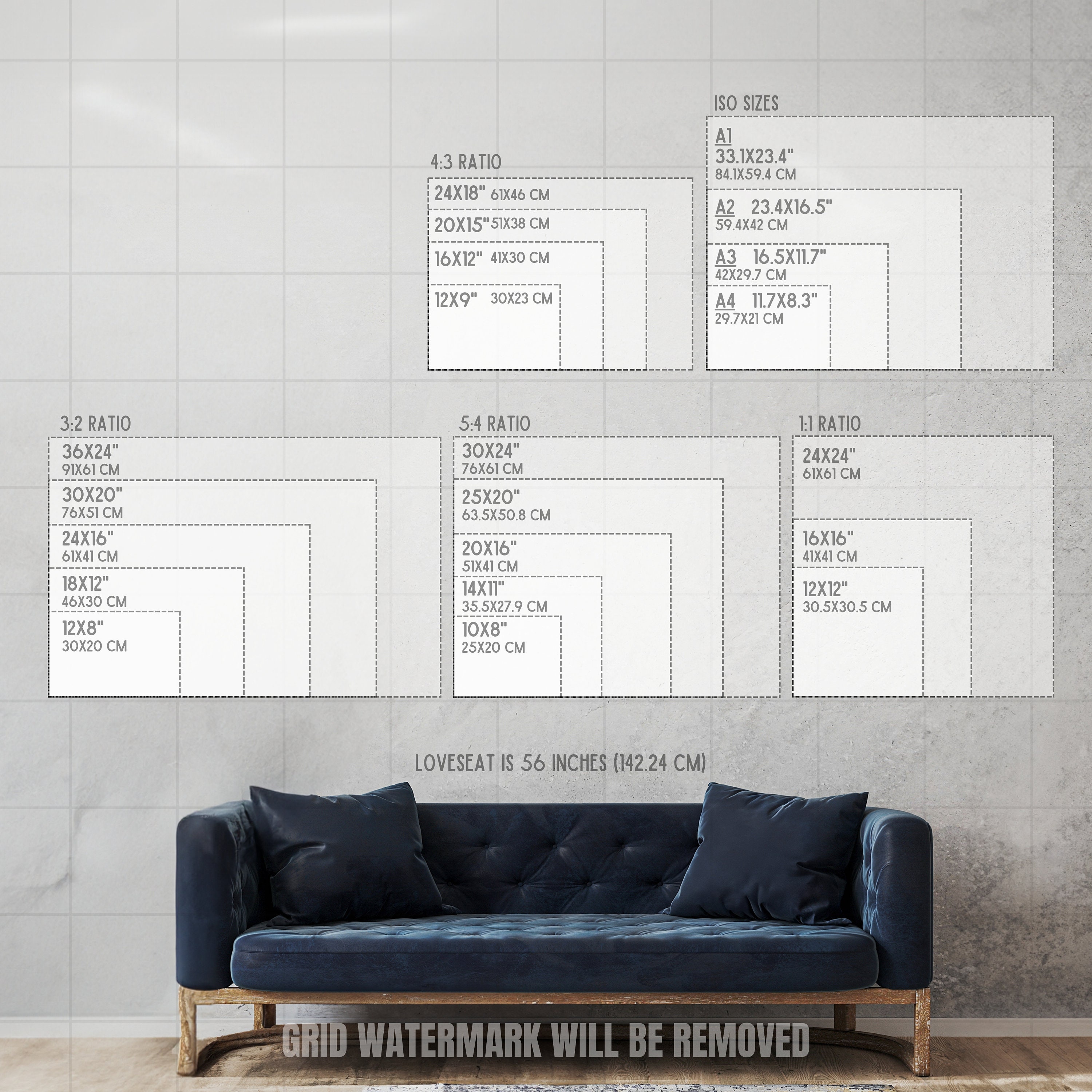 Wall Art Size Guide Digital Print | Landscape Portrait Ratio Sizing ...