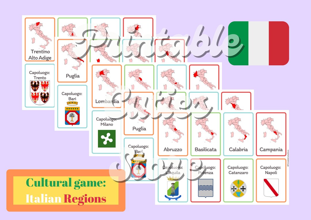 Explore Italy: Printable Cultural Game of Italian Regions - Etsy