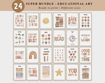 Nursery Wall Art, Classroom Posters, Educational Posters Bundle, Nursery Decor, Playroom Wall Art, Classroom Decor, Educational Wall Art