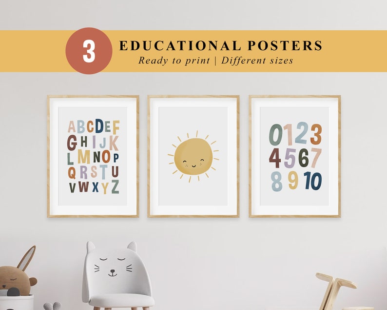 Playroom Decor, Educational Printables, Alphabet Poster, Nursery