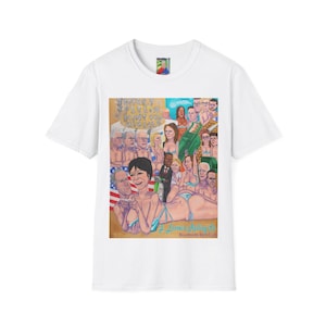 Hand Painted Jeffrey Epstein Illuminati Unisex T-Shirt, Billionaire Boys Club Beach Party Tee, Conspiracy Theory Shirt, Unique Graphic Top,