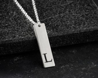 Sterling Silver Initial Necklace: Personalized Letter L Pendant (65cm Chain)