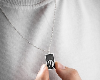 Silver Virgo Horoscope Pendant Necklace - Zodiac Astrology Gift