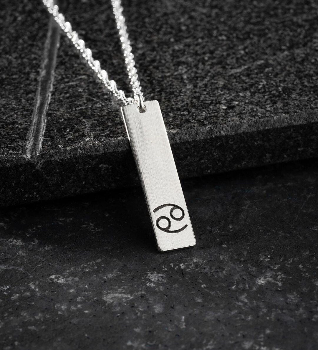 Sterling Silver Cancer Zodiac Necklace: Astrology Symbol Pendant, 55cm ...
