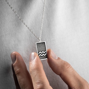Silver Aquarius Zodiac Necklace: Horoscope Astrology Pendant