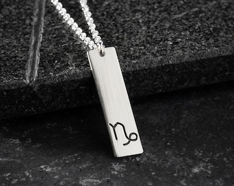 925 Sterling Silber Steinbock Horoskop Halskette, Steinbock Anhänger, Astrologie Symbol Schmuck, Sternzeichen Geschenk für Männer und 60 cm Kette