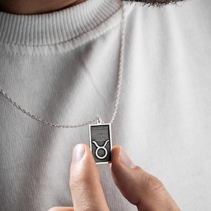 Silver Taurus Necklace: Horoscope Zodiac Symbol Pendant (65cm Chain)