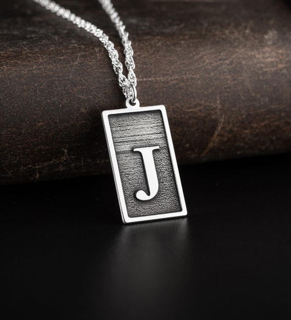 925 Sterling Silver Letter J Necklace Men's Special Design and