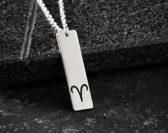 925 Sterling Silber Widder Horoskop Halskette, Widder Anhänger, Astrologie Symbol Schmuck, Sternzeichen Geschenk für Männer und 60 cm Kette