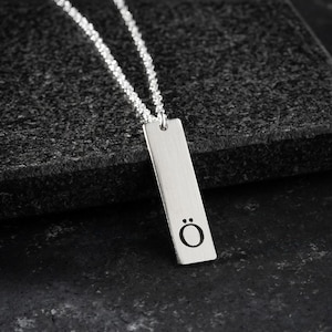 Collar con letra Ö, plata de ley 925, collar para hombre, collar con inicial, collar con nombre, collar de plata, cadena de 65 cm