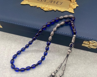 Rosario Tasbih personalizzato in argento sterling con ambra: nappa Kazaz, regalo VIP
