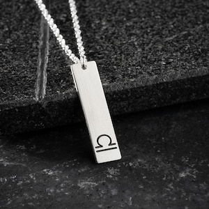 Sterling Silver Libra Necklace: Horoscope Zodiac Jewelry, 60cm Chain