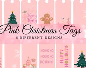 Pink Christmas Tags | Holiday gift tag | Pink Christmas | Christmas labels | Set of 8 | INSTANT DOWNLOAD | Gift Tags