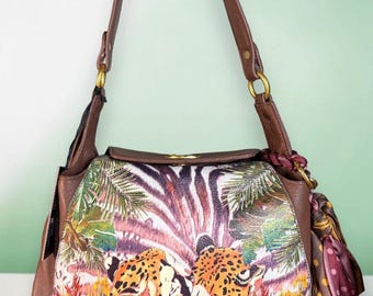 Sharif 1827 Studio Rare and Vintage "Leopard Paradise" Leather Shoulder Bag New