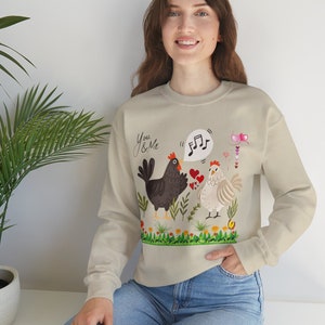 Sweat-shirt unisexe poulet, chemise drôle de poulet, conception de poulet de ferme, chemise de papa de maman de fermier, amour de poulet, sweat-shirt d'animal, couple de poulet chantant