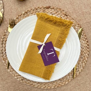 Ochre Cotton Rustic Table Linens | Mustard Cloth Napkins | Farmhouse Dining Decor | Boho Napkins for Dinner Parties | Washable Napkins