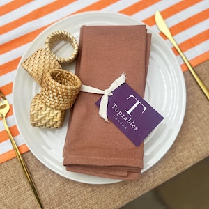 Chocolate Linen Napkins | Mocha Cloth Napkins | Farmhouse Washable Table Napkins| Reusable Dinner Napkins | Rustic Napkins