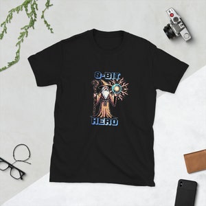 8-Bit Hero – Wizard, Unisex Retro Gaming T-Shirt, Gamers, Pixel Art, 80&#39;s video game shirt, 8-bit gamer tshirt, old school tee,