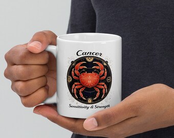 Cancer Zodiac Mug - White glossy, Zodiac Sign Gift, Star Sign Mug, Constellation Cup, Astrology Gift, Astrology Mug, Cancer Zodiac Gift