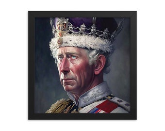 Koning Charles gekroond - ingelijste poster van koning Charles III