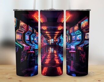 Casino Neon 3D Tumbler Designs 20oz Sublimation, Straight & Tapered Skinny Tumbler Wrap PNG, Instant Download, Digital Art