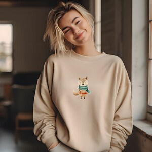 Fox Print Sweatshirt, Cozy Fox Sweater, Fox Winter Sweatshirts, Fox Print Hoodie, Minimalist Sweater, Adorable Fox Sweaters, Cute Sweater